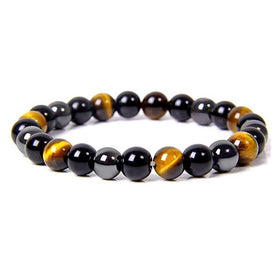 Bracelet Oeil du tigre, Hématite et Obsidienne noire